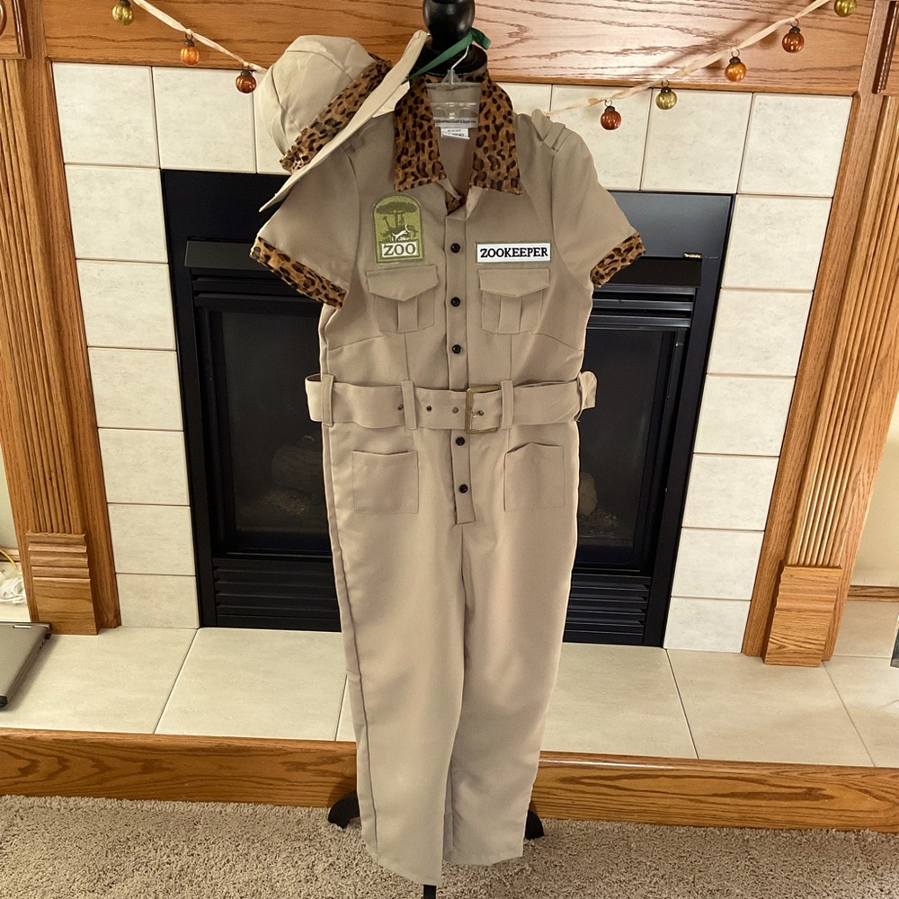 Kids Zookeeper Costume Jumpsuit with Hat - Medium Size 8/10